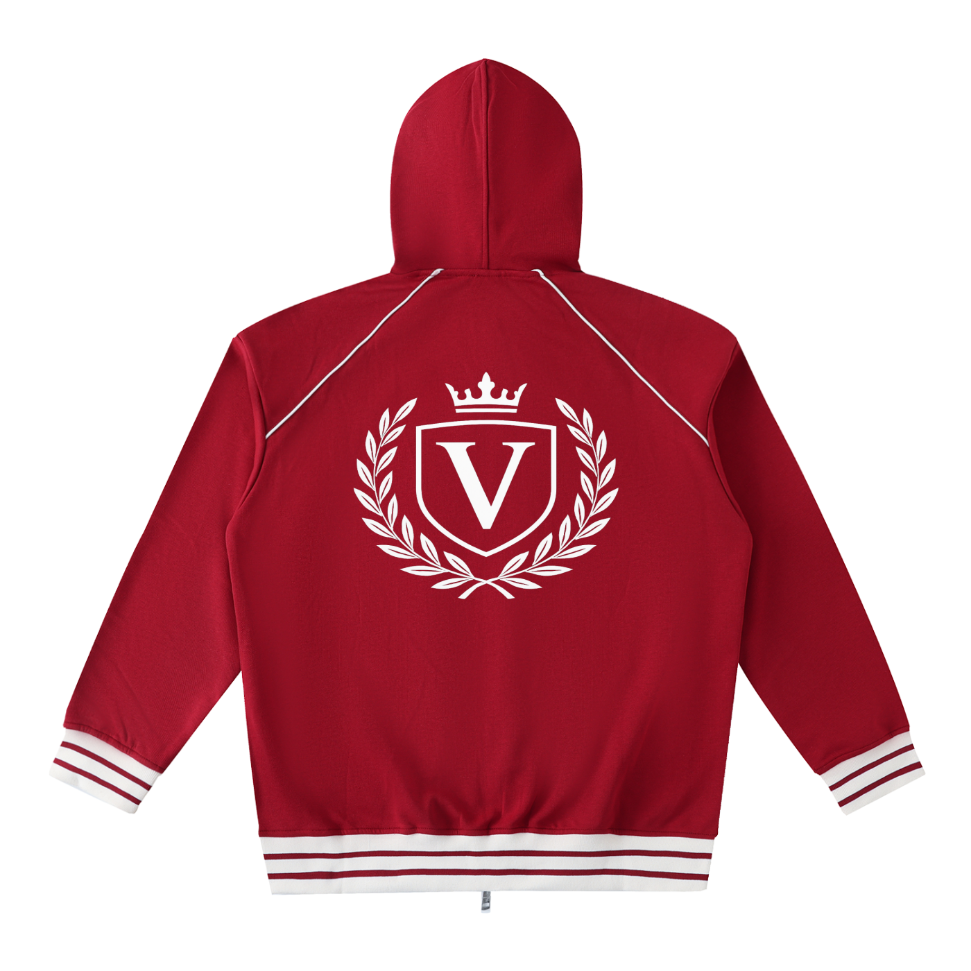 Veni Vidi Vici Striped Trim Zip-Up Hoodie