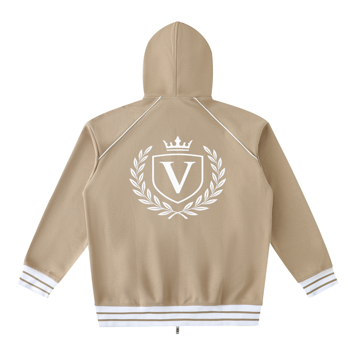 Veni Vidi Vici Striped Trim Zip-Up Hoodie