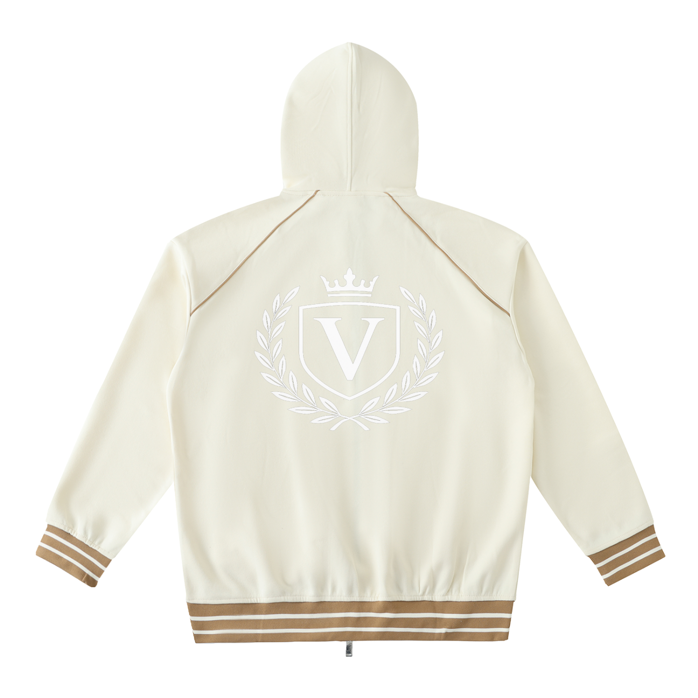 Veni Vidi Vici Striped Trim Zip-Up Hoodie