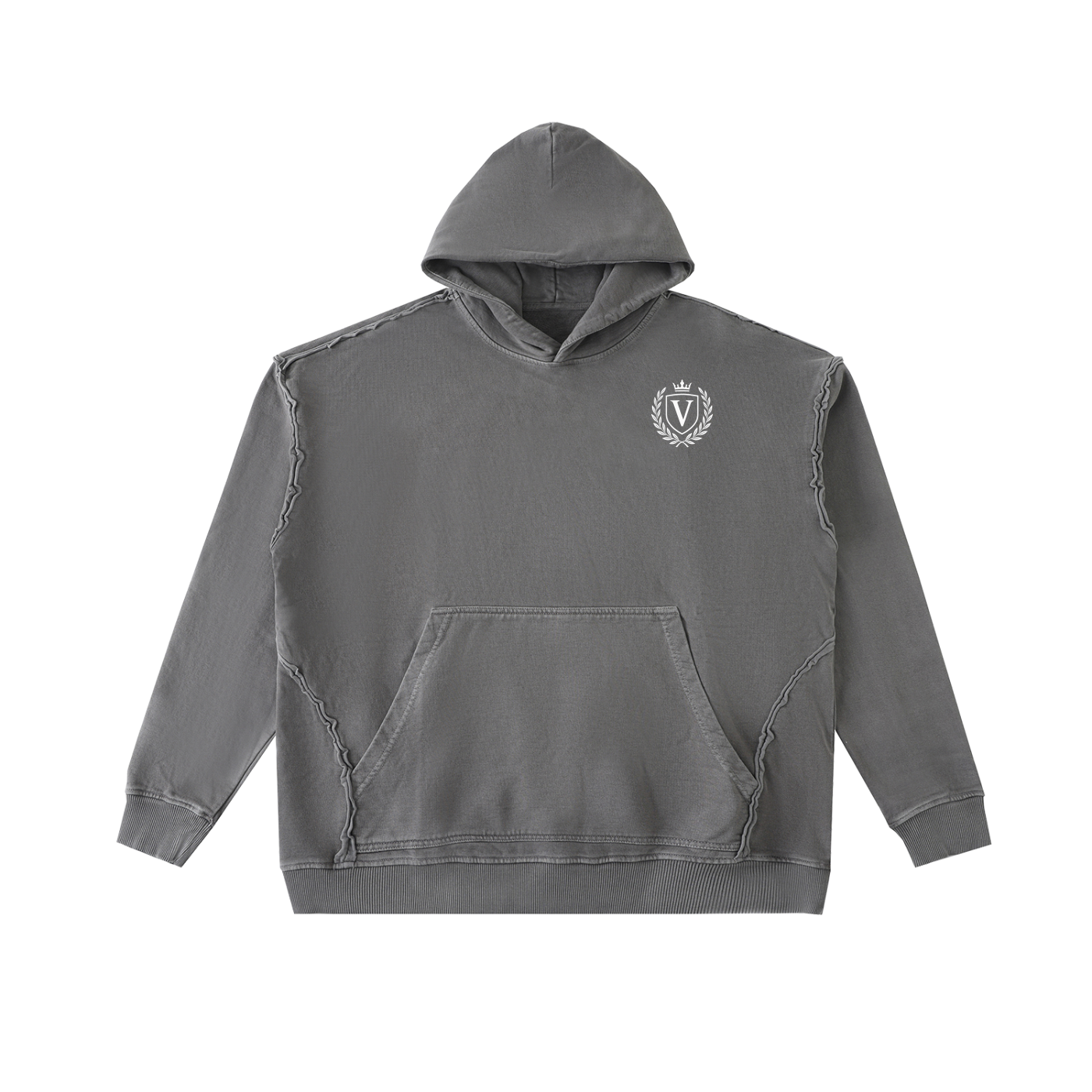 Veni Vidi Vici Raw-Seam Enzyme Washed Hooded Sweatshirt