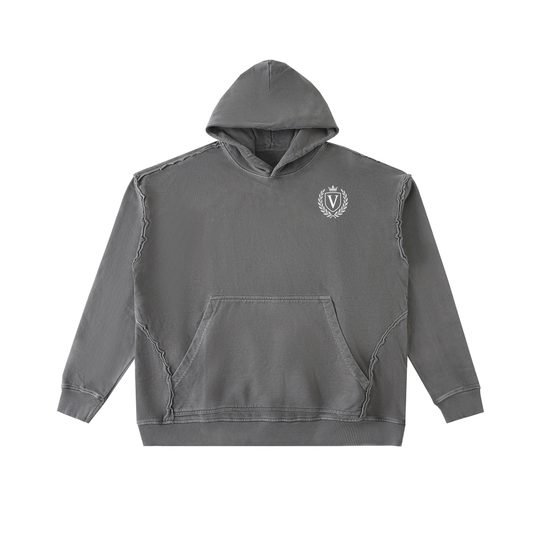 Veni Vidi Vici Raw-Seam Enzyme Washed Hooded Sweatshirt