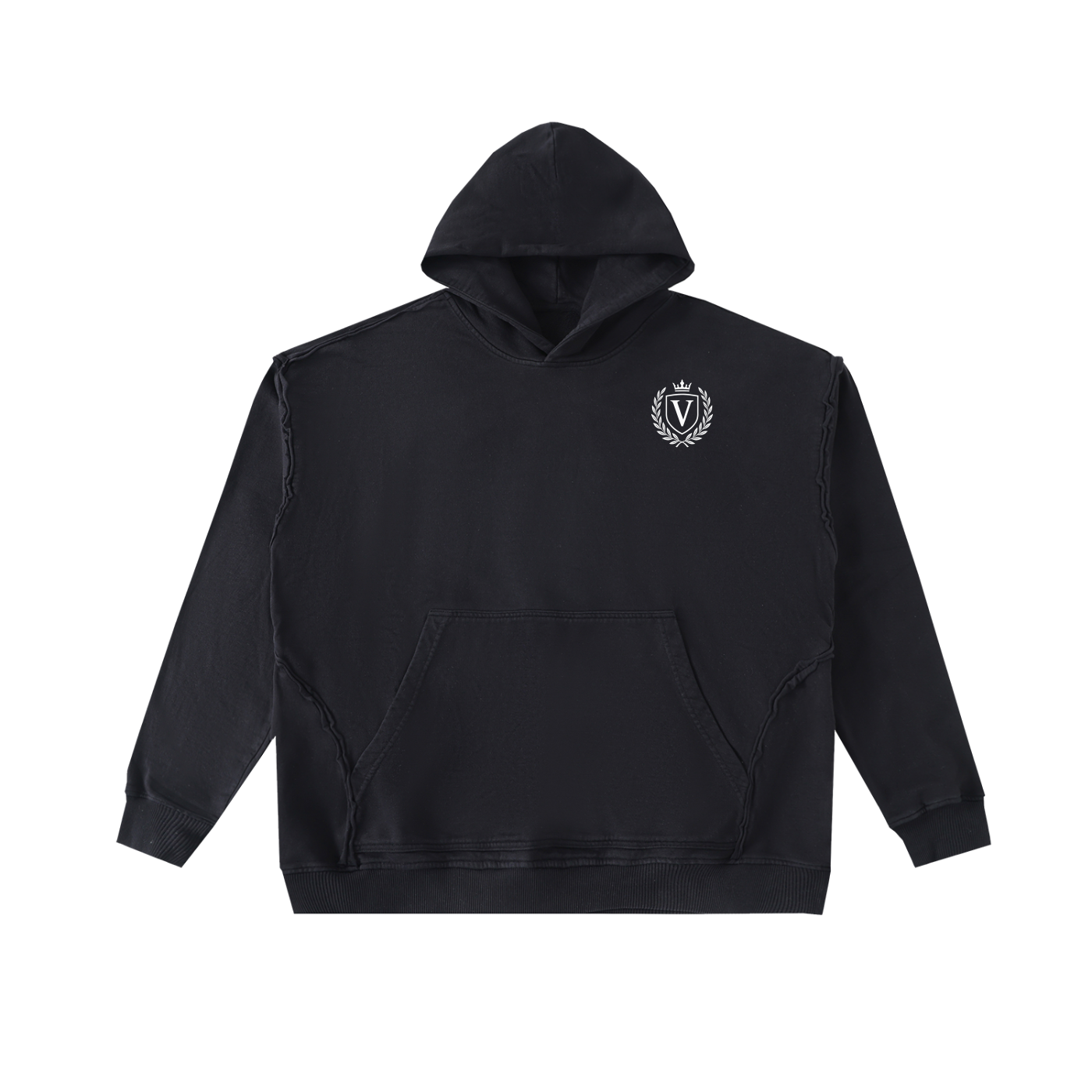 Veni Vidi Vici Raw-Seam Enzyme Washed Hooded Sweatshirt