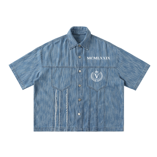 Veni Vidi Vici Distressed Wash Short-Sleeve Shirt