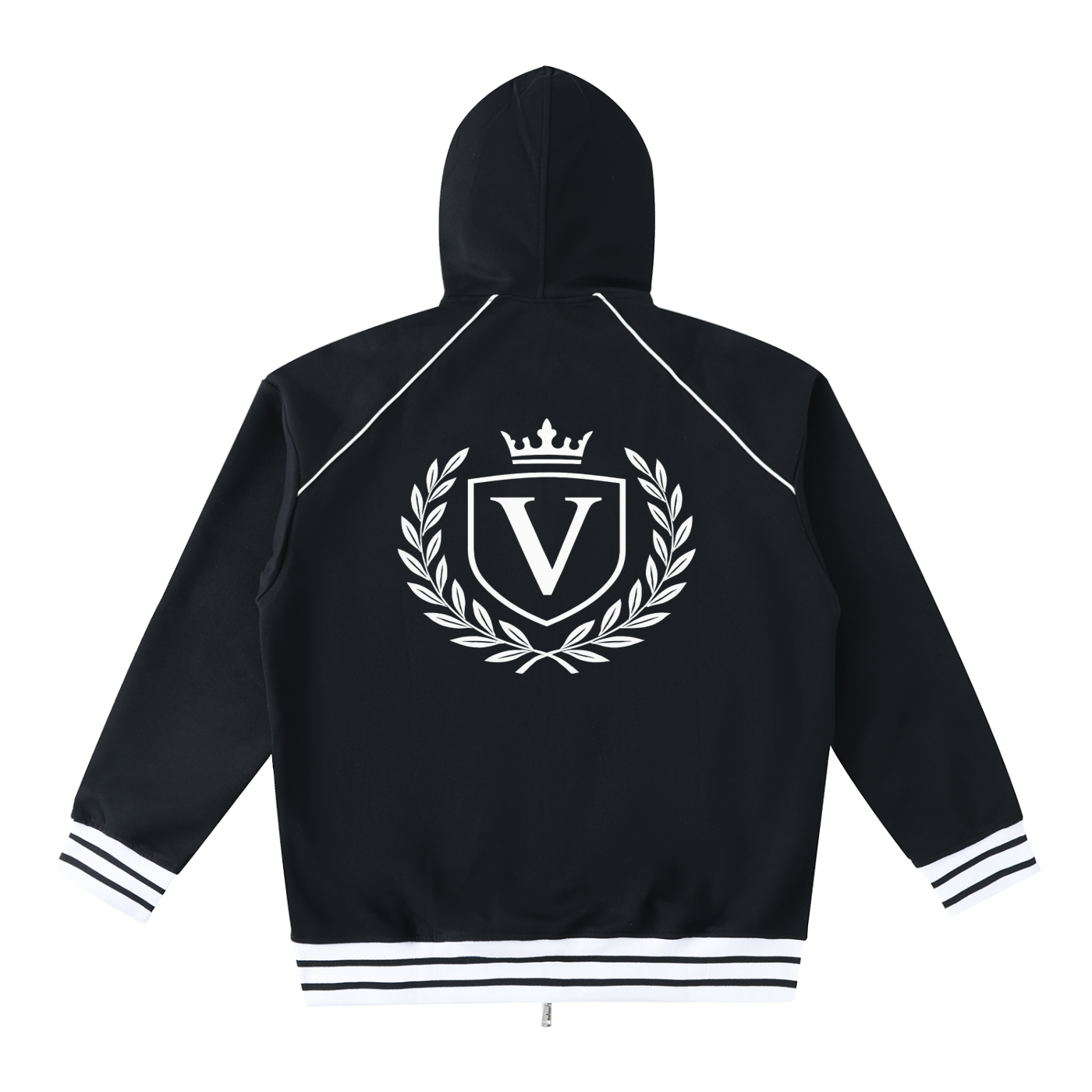 Veni Vidi Vici Striped Trim Zip-Up Hoodie