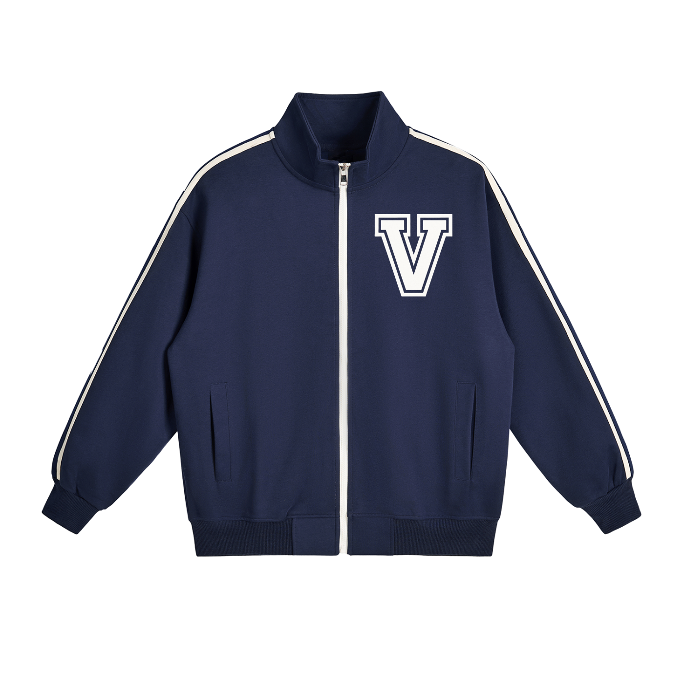 Veni Vidi Vici Varsity Side-Stripe Stand Collar Jacket