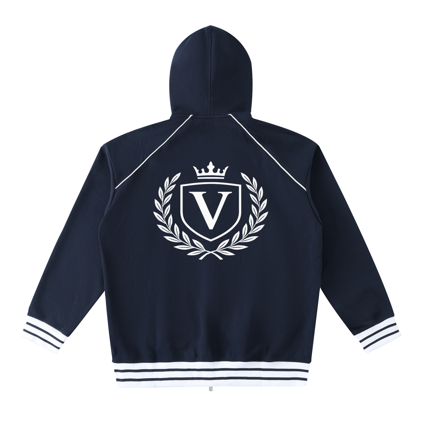 Veni Vidi Vici Striped Trim Zip-Up Hoodie