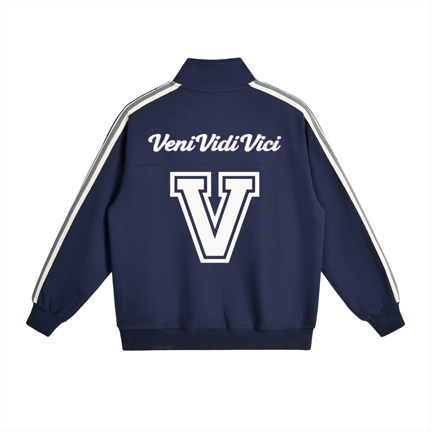 Veni Vidi Vici Varsity Side-Stripe Stand Collar Jacket