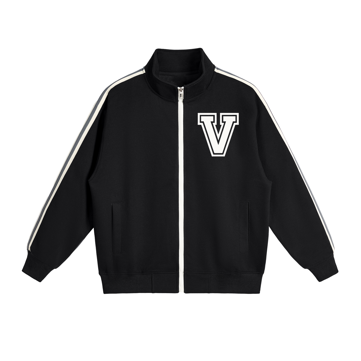 Veni Vidi Vici Varsity Side-Stripe Stand Collar Jacket